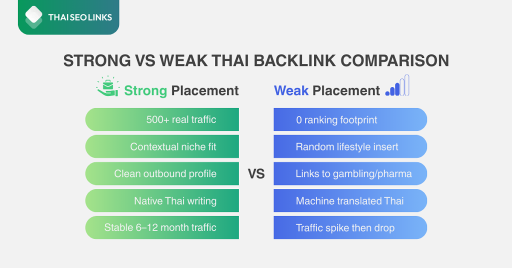Strong vs Weak Thai Backlink Comparison